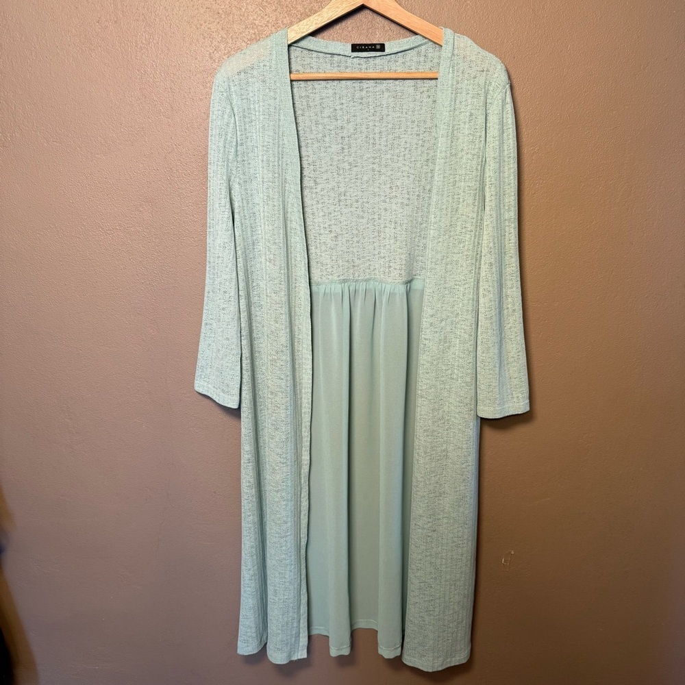 Cirana Mint Green Pastel Duster Cardigan Women's Size Large Boho Feminine Flowy